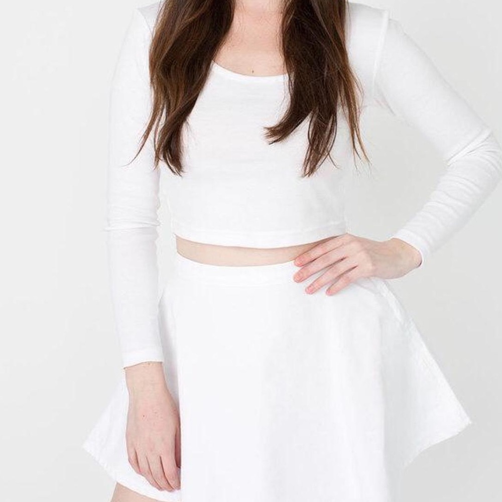 EUC American Apparel White Denim Circle Mini Skirt Medium